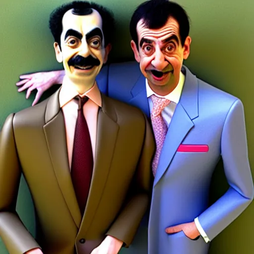 Prompt: borat meets mr bean, ultra realistic, realistic faces