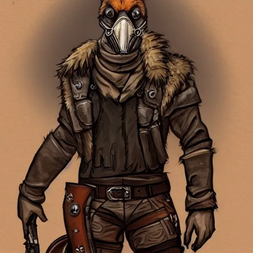 Prompt: A fox dressed like in Mad Max in the style of a DnD character portrait, concept art