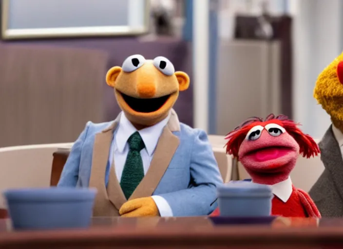 Image similar to film still of muppet muppet Michael Scott as a muppet from The Office, 4k