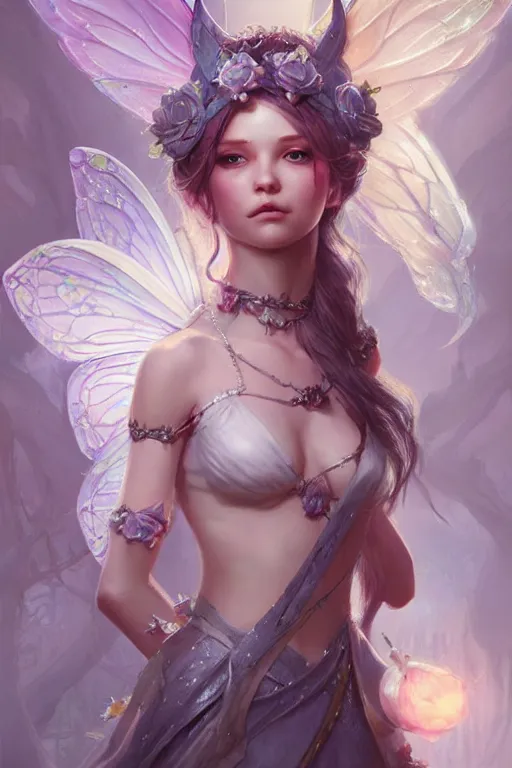 Image similar to fairy princess, highly detailed, d & d, fantasy, highly detailed, digital painting, trending on artstation, concept art, sharp focus, illustration, art by artgerm and greg rutkowski and magali villeneuve