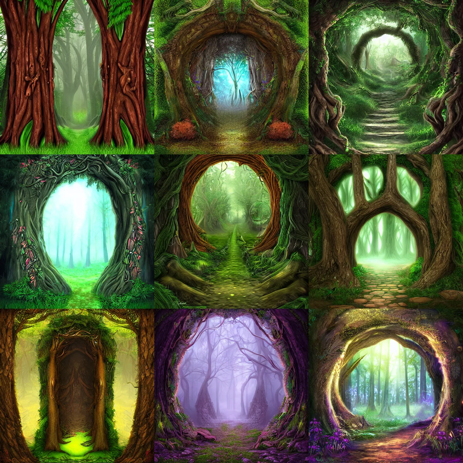 Prompt: forest portal, very detailed fantasy digital art