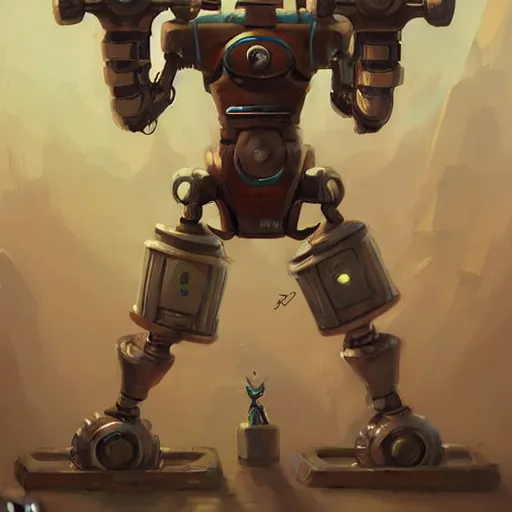 Image similar to robot [ thing ], lifting dumbbells, drinking a shake, tiny, small, short, cute and adorable, pretty, beautiful, dnd character art portrait, matte fantasy painting, deviantart artstation, by jason felix by steve argyle by tyler jacobson by peter mohrbacher, cinema