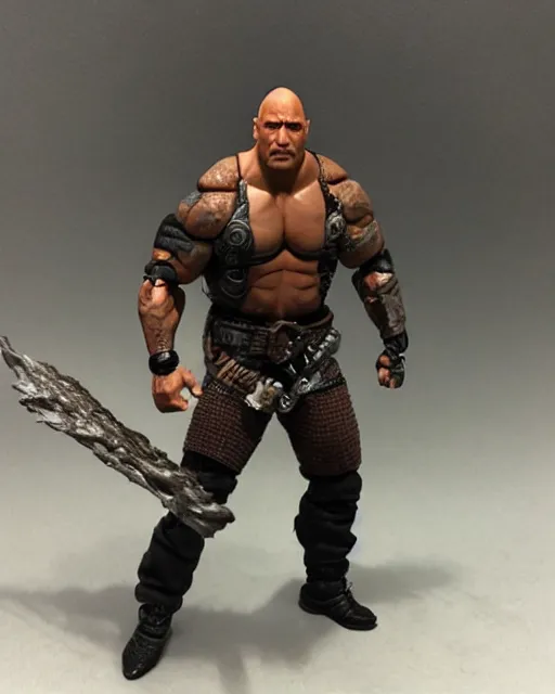 Image similar to dwayne johnson action figure. dnd, high fantasy. royo, artgem, wlop