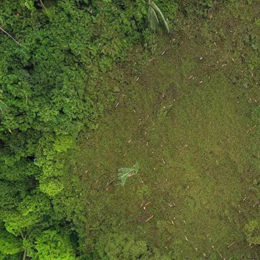 Prompt: aerial hd photographs of an uncontacted tribe from the amazon