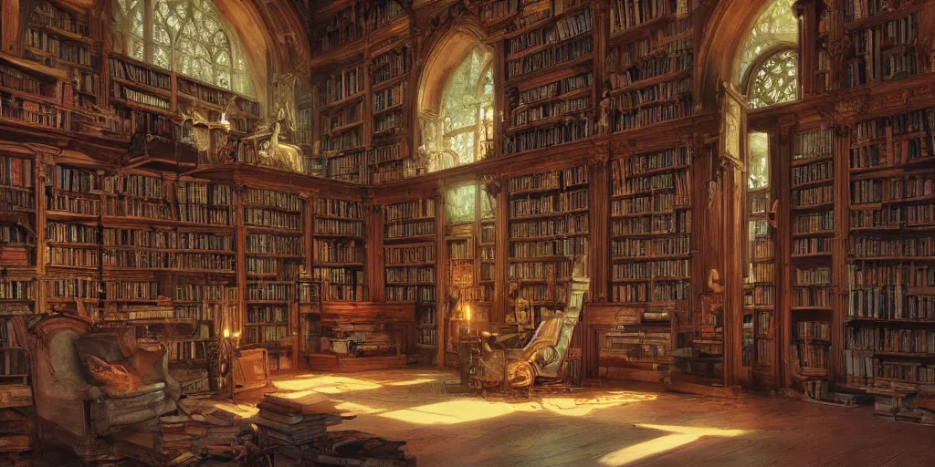 enchanted book in an old library, James Gurney, | Stable Diffusion ...