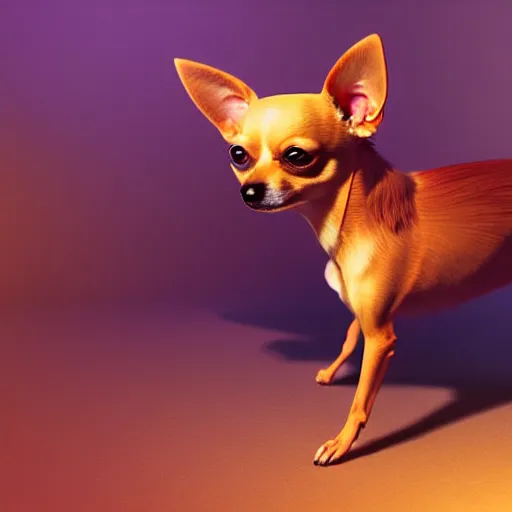 Image similar to a transcendent chihuahua living in an extradimensional reality, in the style of wlop, illustration, epic, fantasy, hyper detailed, smooth, unreal engine, sharp focus, ray tracing, physically based rendering, renderman, beautiful