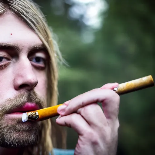 Image similar to Kurt Cobain smoking weed EOS-1D, f/1.4, ISO 200, 1/160s, 8K, RAW, unedited, symmetrical balance, in-frame