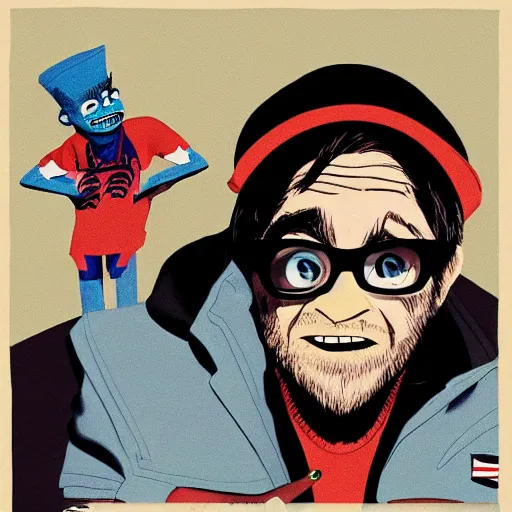 Prompt: Jamie Hewlett art of Danny Devito as a member of Gorillaz, cartoon comic art