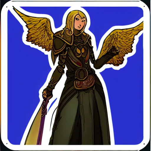 Image similar to a sticker of an aasimar from dungeons and dragons