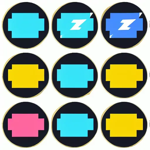 Image similar to electric lightning bolt icon, minimalist, yellow and cyan color palette, pixel art