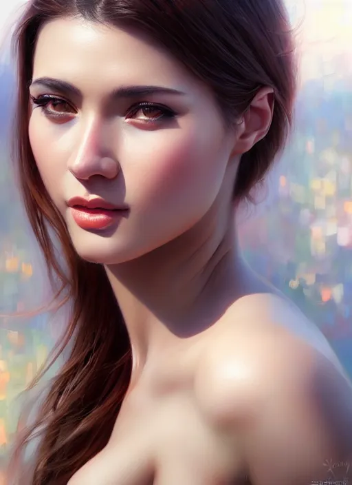 Image similar to photo of a gorgeous young woman in the style of stefan kostic, realistic, sharp focus, 8k high definition, insanely detailed, intricate, elegant, art by stanley lau and artgerm