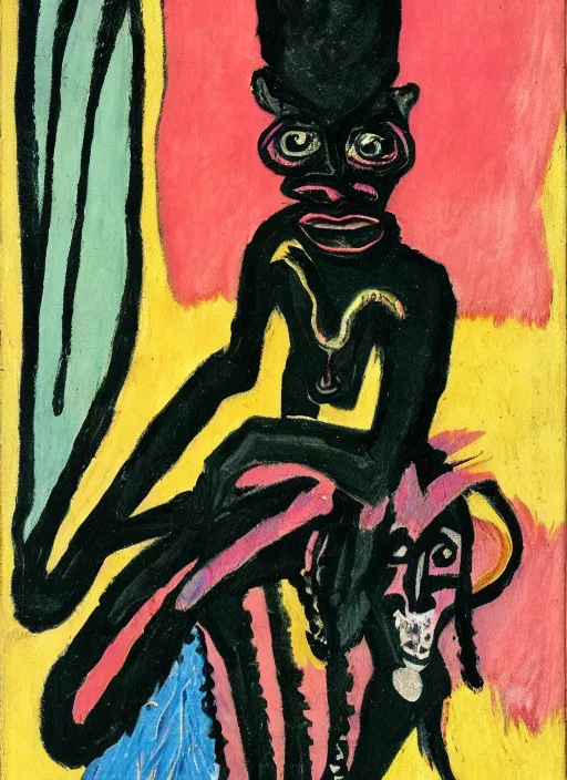 Image similar to a portrait of a voodoo shaman by Ernst Ludwig Kirchner, symbolist, soft colors, dramatic lighting, smooth, sharp focus, extremely detailed, made of feathers, aesthetically pleasing composition