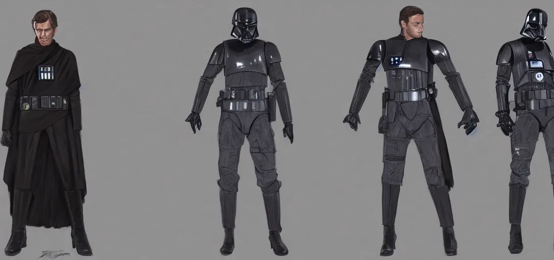 Image similar to star wars uniform concept art, black background, 8 k photorealistic, hd, high details, trending on artstation