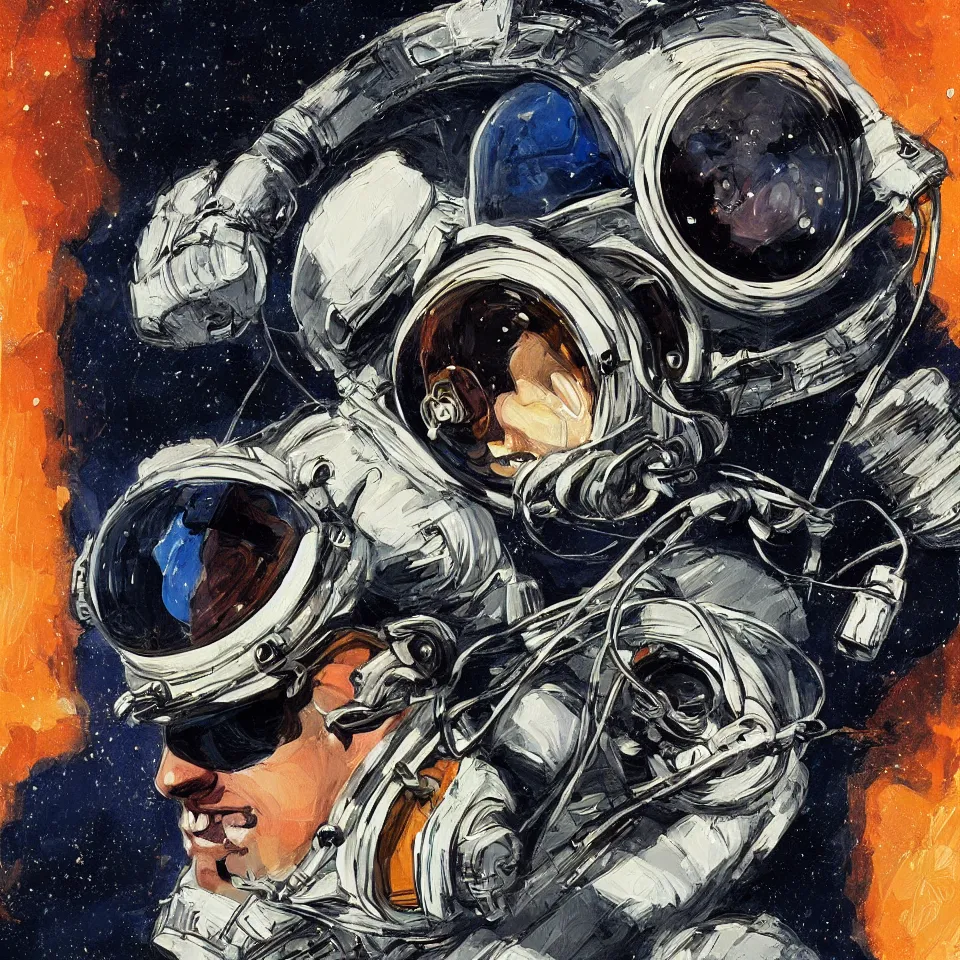 Prompt: a detailed single astronaut helmet wearing a headphone by will eisner, digital painting, digital art, beautiful, dynamic lighting, cinematic, epic composition, masterpiece