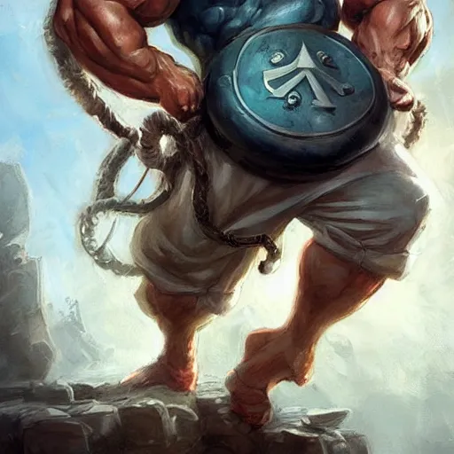 Image similar to a sailor with huge biceps, dnd character art portrait, matte fantasy painting, deviantart artstation, by jason felix by steve argyle by tyler jacobson by peter mohrbacher by paul hedley, cinema