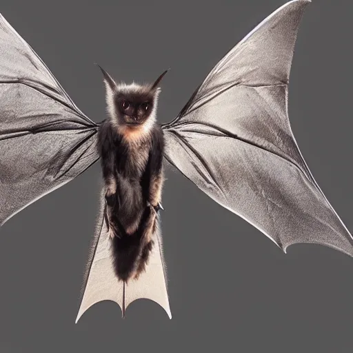 Prompt: manbat with huge wings flies, moonlit night, fantasy, wide angle, 8 k, high definition, insanely detailed, intricate, elegant,, professionally retouched, soft lighting