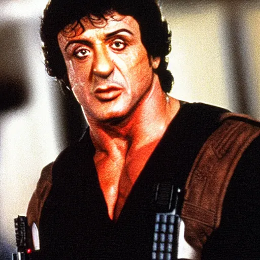 Prompt: Sylvester Stallone as Luke sky walker in Star Wars