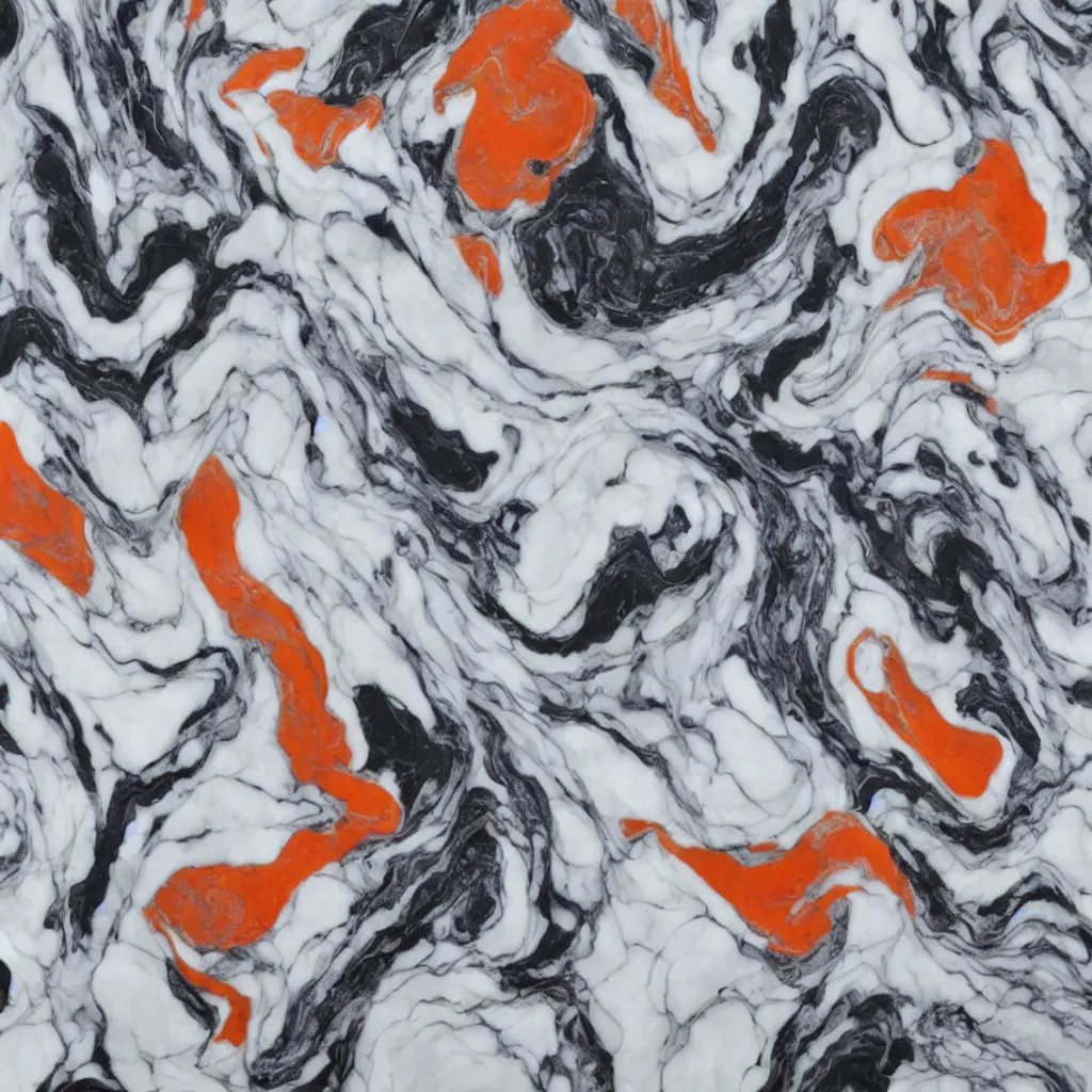 Image similar to a white and orange marble textured background kanye west face is on it screen printing style, a marble sculpture by georgia o'keeffe, featured on polycount, gutai group, marble sculpture, ultrafine detail, biomorphic