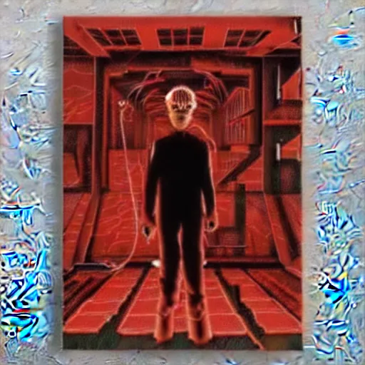 Prompt: dark matter red art house future alone man going limbo hipper reflection in the horror them open street schizophrenia and stratification of consciousness mind man poster highly detailed full HD 8K resolution