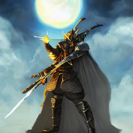 Image similar to A knight from Dark Souls, fighting a fire breathing PopTart, on top of a castle, under a full moon