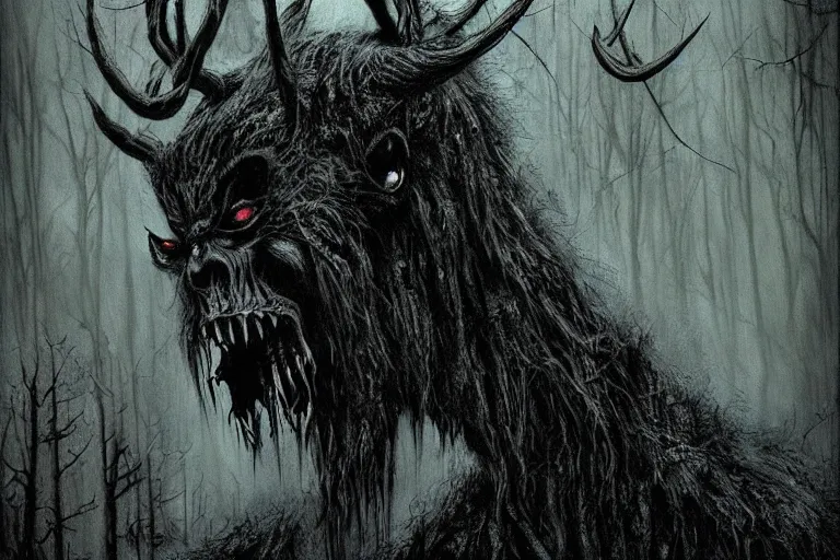 Image similar to mad wendigo in grim forest artwork by ben templesmith