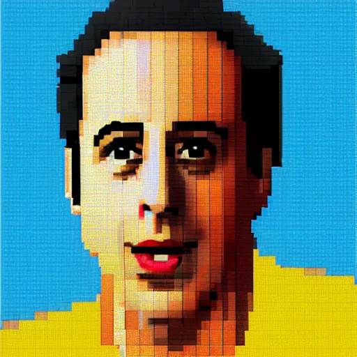 Image similar to Jerry Seinfeld pixel art, hyper realistic, HD, HQ, photo realistic