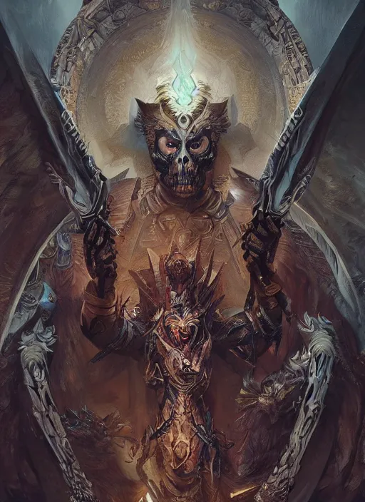 Image similar to digital _ painting _ of _ the guardian of the dead _ by _ filipe _ pagliuso _ and _ justin _ gerard _ symmetric _ fantasy _ highly _ detailed _ realistic _ intricate _ port