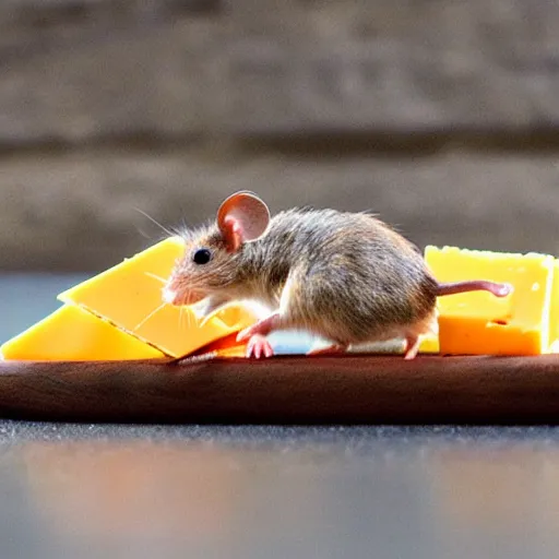 Image similar to mouse escaping on a raft made of cheese