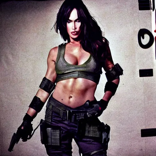 Image similar to megan fox as solid snake from metal gear solid