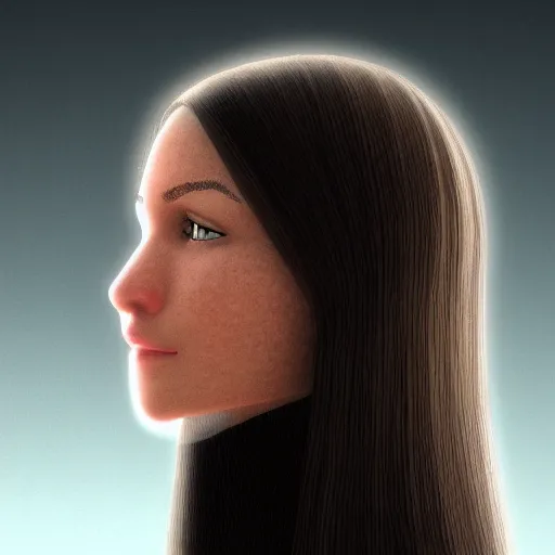 Prompt: young woman face profile with huge 1 8 inch nose octane render