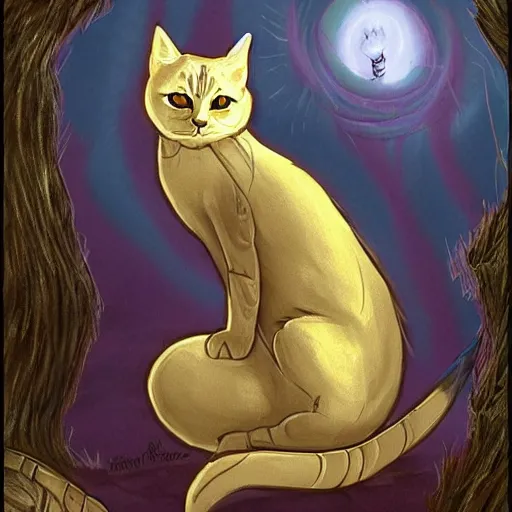 Prompt: a necromancer cat, fantasy art