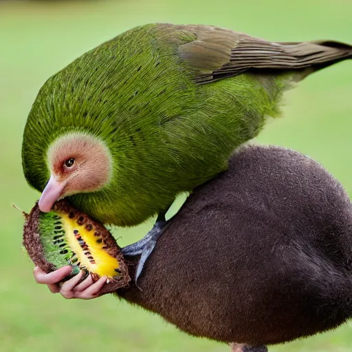 Image similar to a kiwi bird with a kiwi fruit