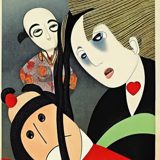 Image similar to the grim adventures of billy and mandy, oil painting, by ikenaga yasunari and ayana otake and ko rakusui