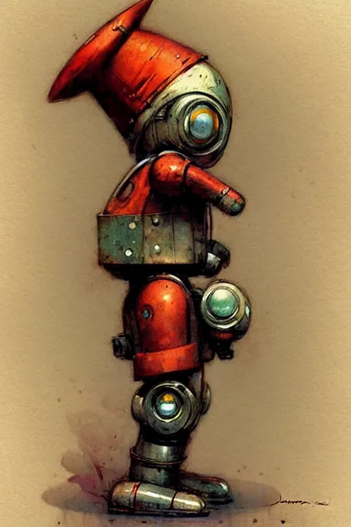 Image similar to adventurer ( ( ( ( ( 1 9 5 0 s retro future robot android knome clown. muted colors. ) ) ) ) ) by jean baptiste monge!!!!!!!!!!!!!!!!!!!!!!!!! chrome red