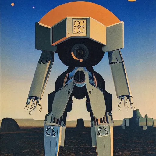 Prompt: combat mech by chesley bonestell, karel thole, carole feuerman, bandai box art. realistic, trending on artstation