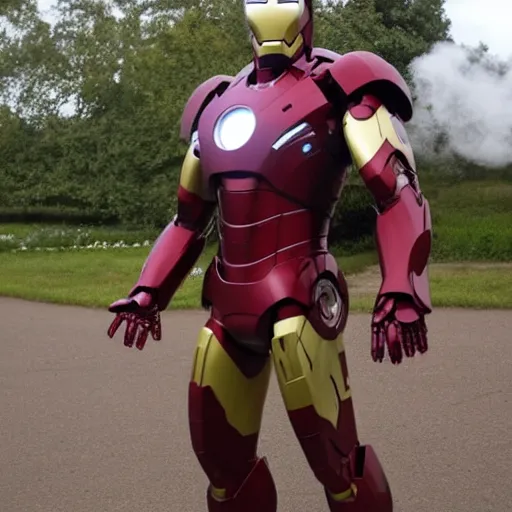 Prompt: Low budget iron man, bad quality, laughably poor attempt