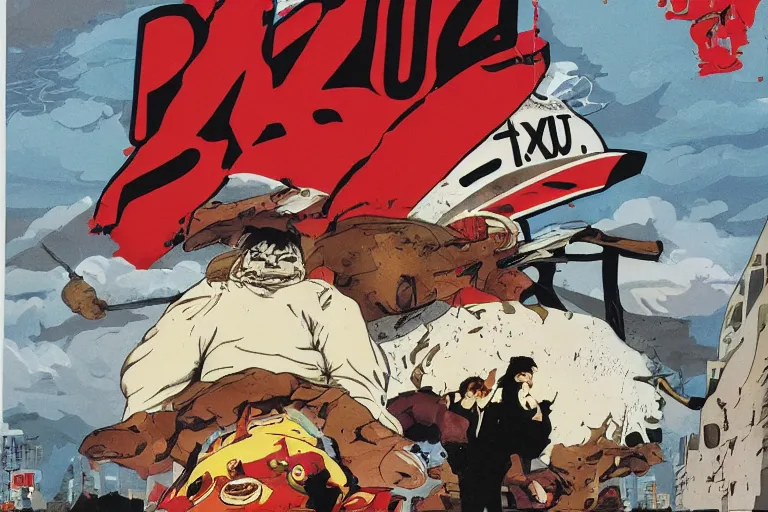 Prompt: pizza the hut, akira, poster, high quality