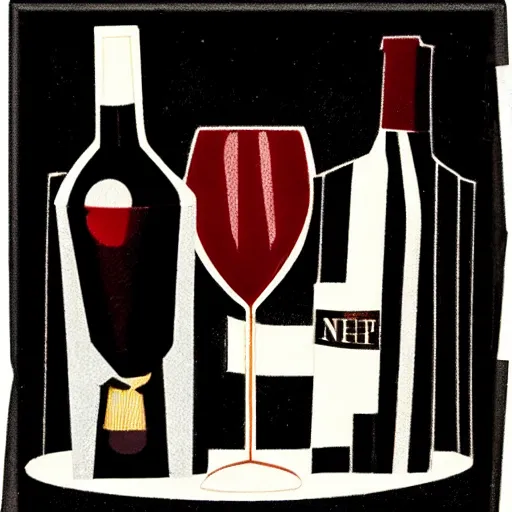 Prompt: the sommelier’s birthday wine, Noirt deco