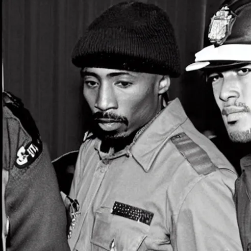 Image similar to photo of 2 pac getting arrested by the police.