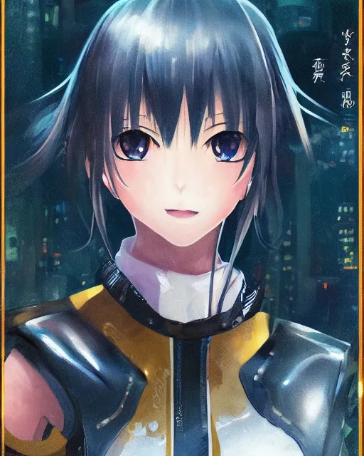 Image similar to portrait of anime girl in mechanic armor in night tokyo by makoto sinkai, perfect face, fine details