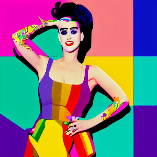 Prompt: rainbow katy perry. pop art