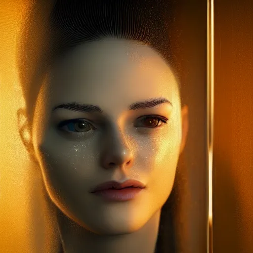 Prompt: a extremely realistic digital image of a stunning woman imprisoned in a four-dimensional glass box, with extremely realistic robots watching over her by Andrea Chiampo, artstation and Frederik Heyman, extremely detailed woman, stunning volumetric lighting, hyper realism, fantasy 4k