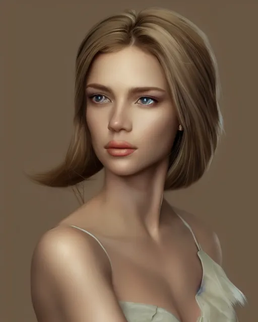 Image similar to Beautiful woman's portrait. Trending on artstation. Digital render by Yury Kantsevich.