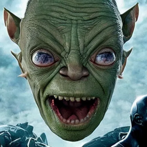 Image similar to avengers with gollum face