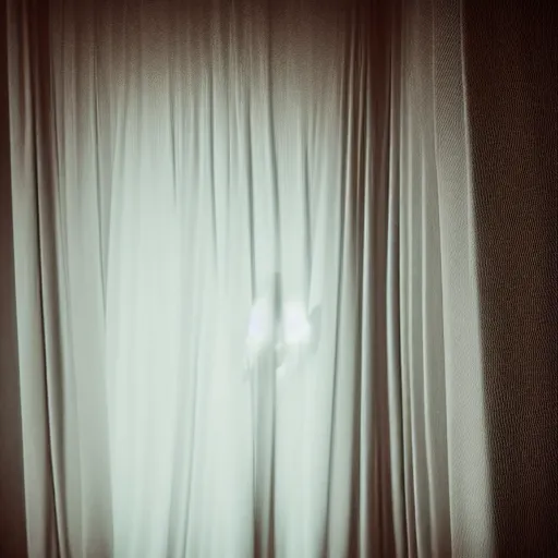Image similar to a ghost behind the curtains