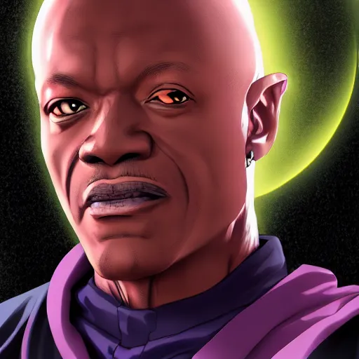 Image similar to portrait of mace windu, anime fantasy illustration by tomoyuki yamasaki, kyoto studio, madhouse, ufotable, trending on artstation