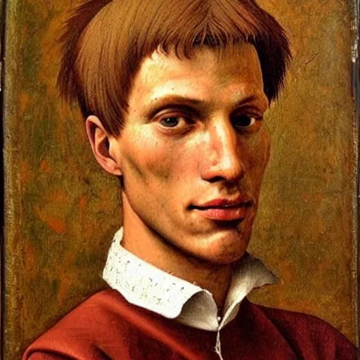 Image similar to A 14th century italian renaissance oil painting of Jerma985, portrait of Jerma985, grainy, realistic, very realistic, hyperrealistic, highly detailed, very detailed, extremely detailed, very neat, very epic, very cool, detailed, trending on artstation