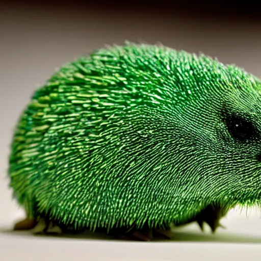 Image similar to cartoonish green echidna