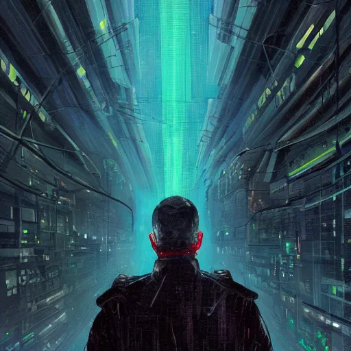 Image similar to neuromancer, painted by bobby chiu