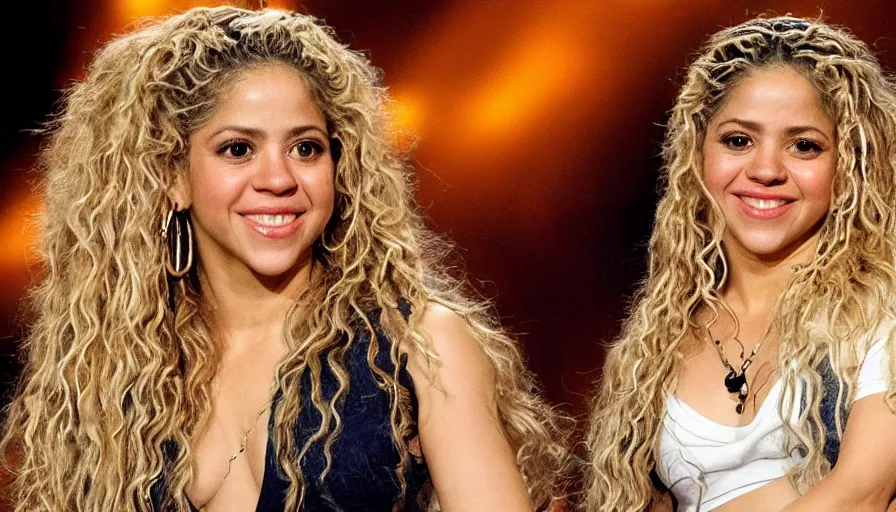 Prompt: the singer shakira as god creating a man